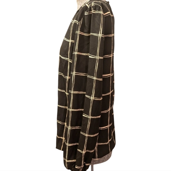 ​Maurices Black and Beige/Cream Plaid Split Neck Blouse, Size S - Picture 7 of 12